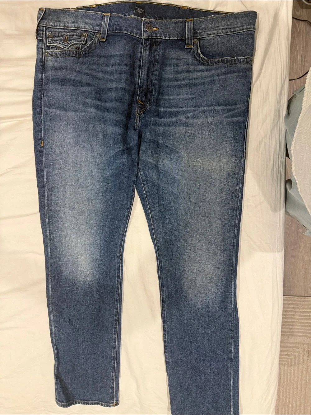 True Religion Men’s Straight Leg Mid-Blue Denim Jeans
